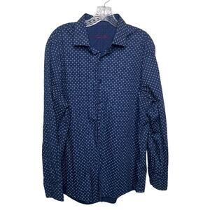 Tasso Elba Mens Blue Button-Down Shirt Size XL